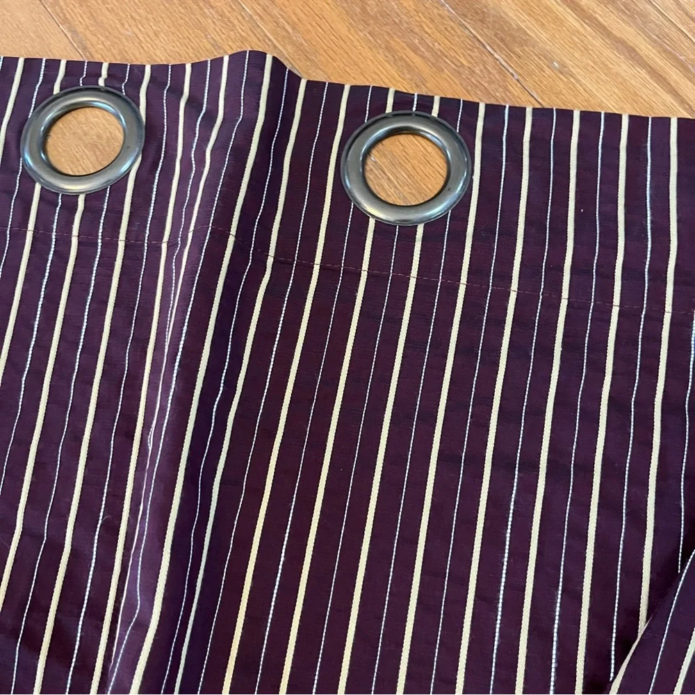 Maroon Burgandy Gold Striped Curtain Panel with Grommets 3‎ panels